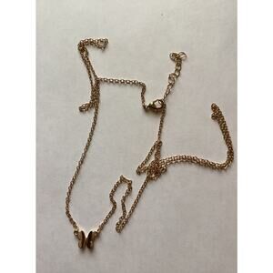 1768 30" Long Gold Chain Necklace with a Lovely Single Gold Butterfly Charm